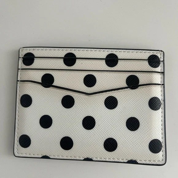 Kate Spade New York Polka Dot Saffiano Leather Card Holder – White/Black - Picture 4 of 4
